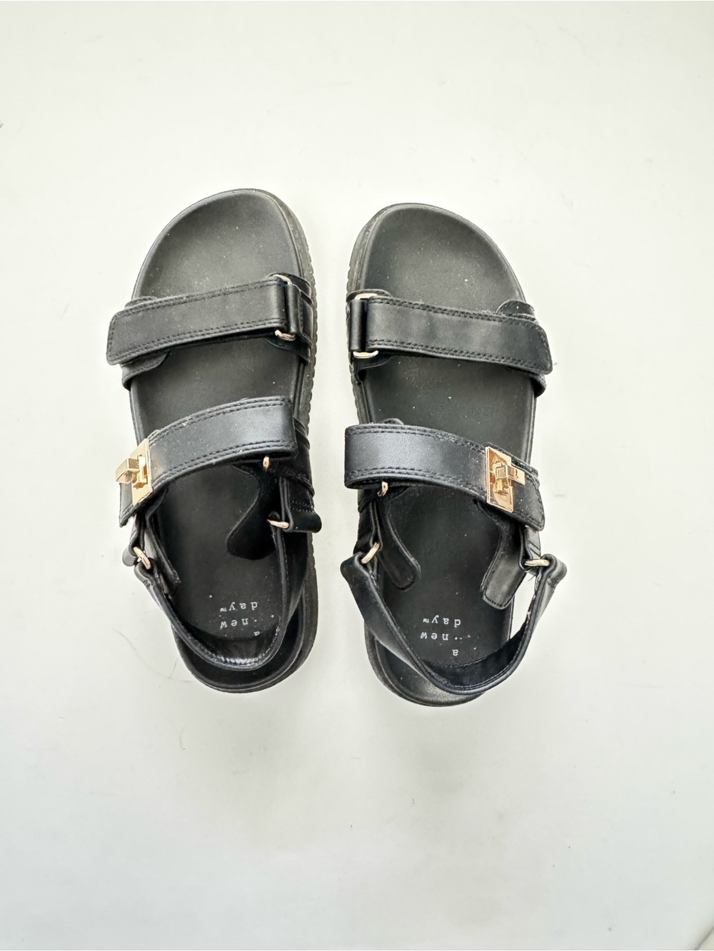 A New Day Black Double Buckle Slingback Sandals size 8